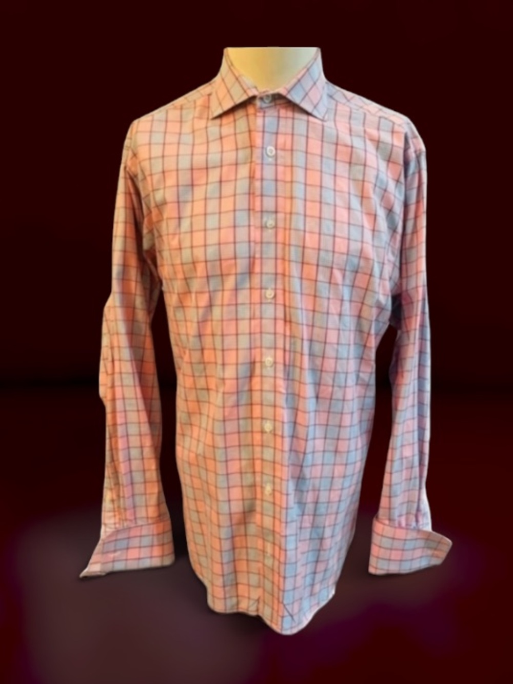 BURBERRY LONDON MENS Classic FRENCH CUFF NOVA CHECK Plaid Shirt Size 15 34